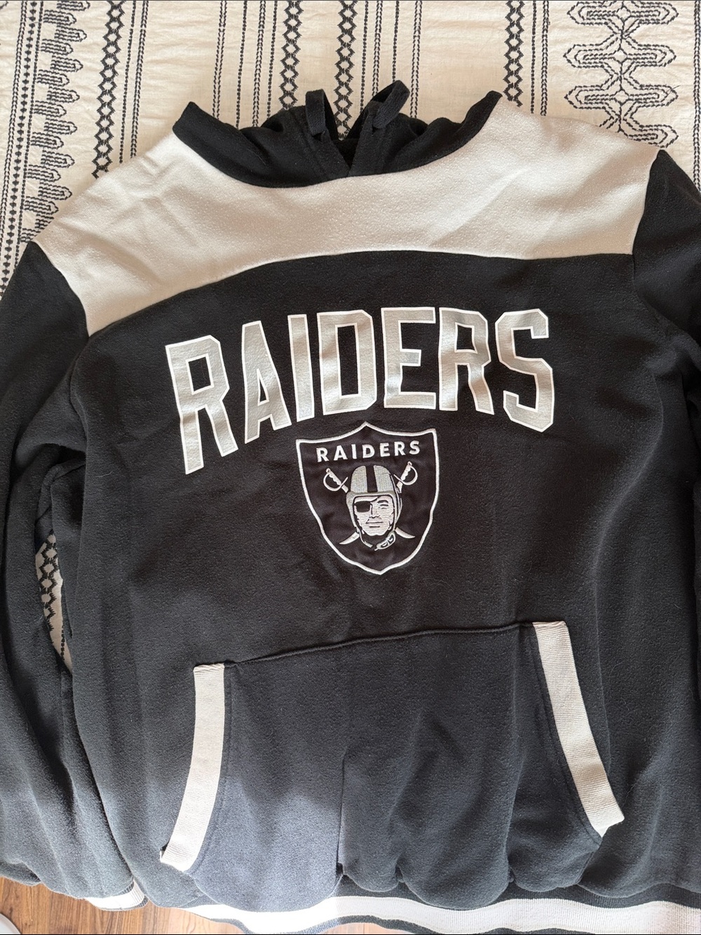 NFL Raiders Black and White Hooded Sweatshirt